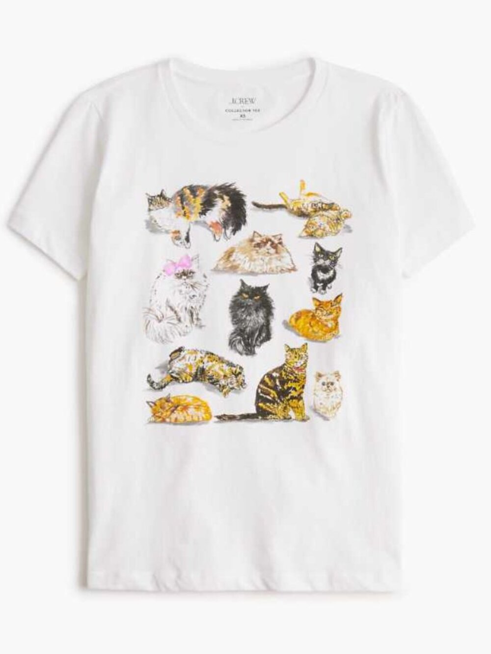 New M J.Crew Factory watercolor cats graphic collector tee t-shirt